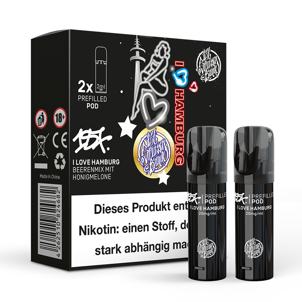 2x 187 Strassenbande Einweg Pod - I Love Hamburg - 20mg Nikotinsalz 2ml