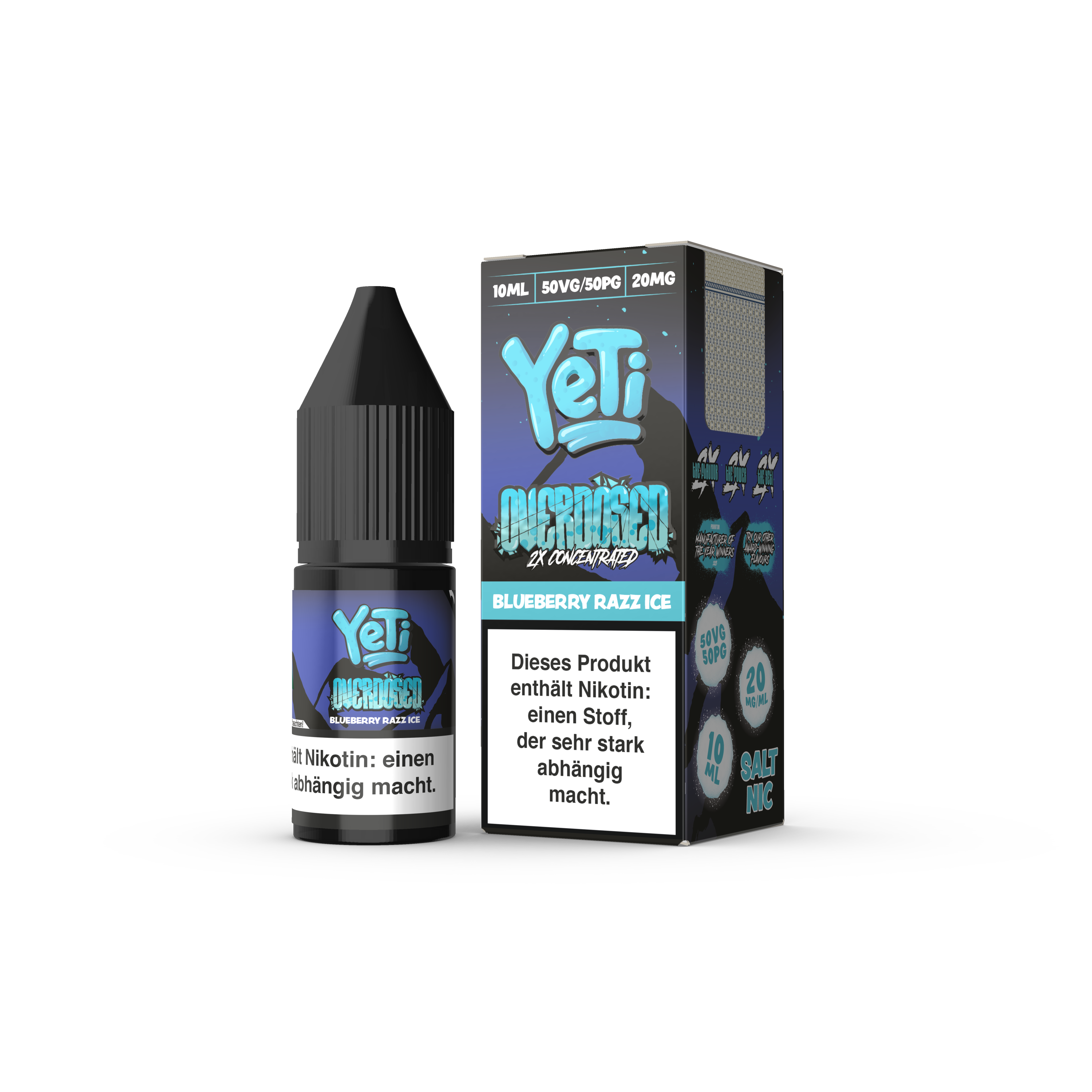 Yeti Nikotinsalz - Blueberry Razz Ice - Overdosed 10ml Liquid 20mg