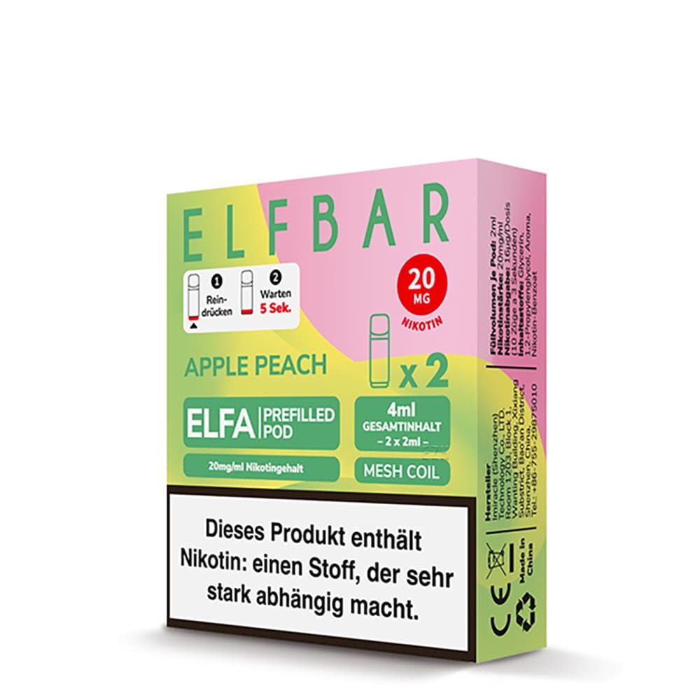 2x Elfbar Elfa Einweg Pod - Apple Peach - 20mg Nikotinsalz 2ml