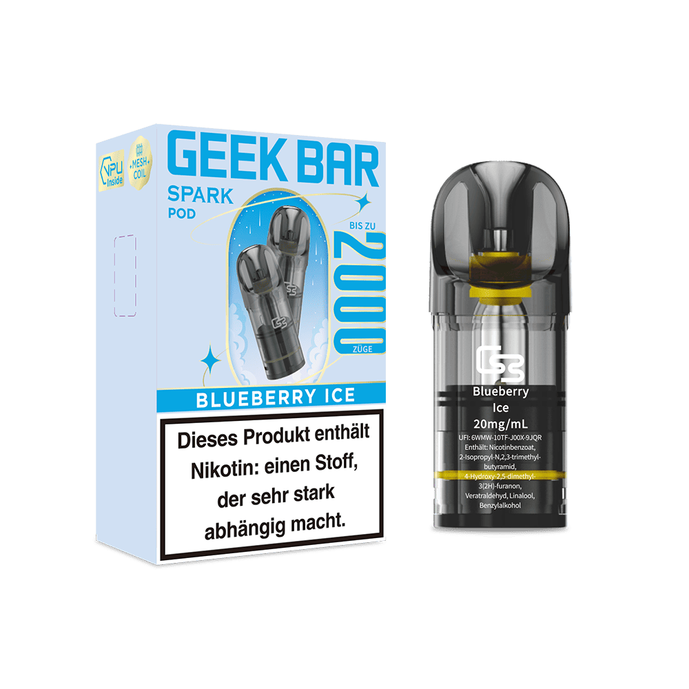 2x Geek Bar Spark Pod - Blueberry Ice - 20mg Nikotinsalz 2ml
