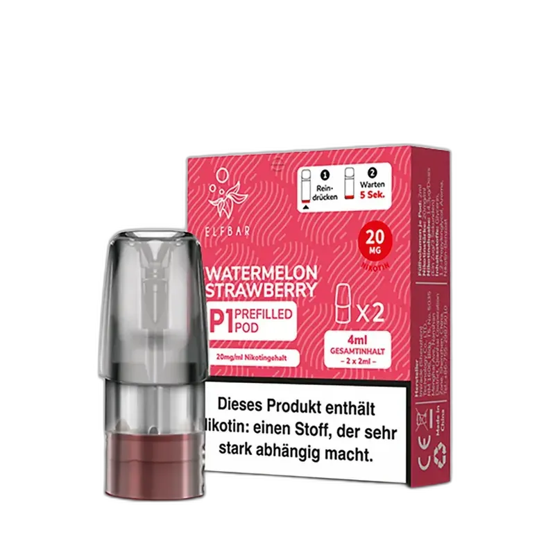 2x Elfbar Mate 500 Einweg P1 Pod - Watermelon Strawberry - 20mg Nikotinsalz 2ml