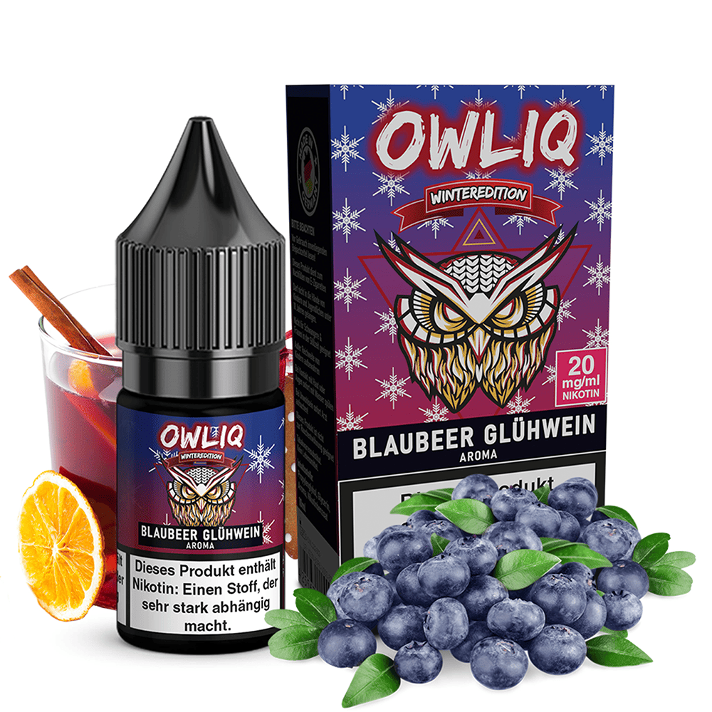OWLIQ Nikotinsalz Weihnachtsedition - Blaubeer Glühwein - 10ml Liquid 20mg