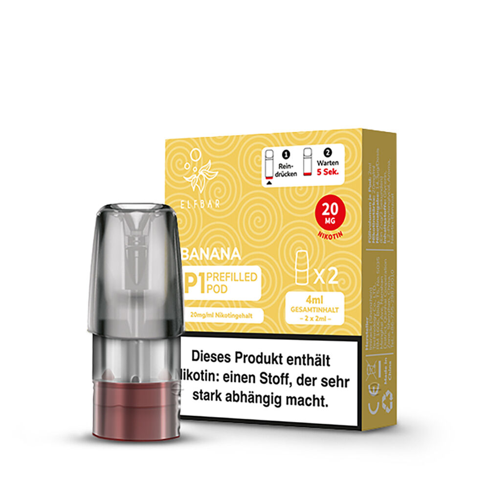 2x Elfbar Mate 500 Einweg P1 Pod - Banana - 20mg Nikotinsalz 2ml