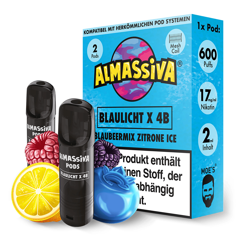 2x Almassiva Einweg Pod - Blaulicht X 4B - 17mg 2ml