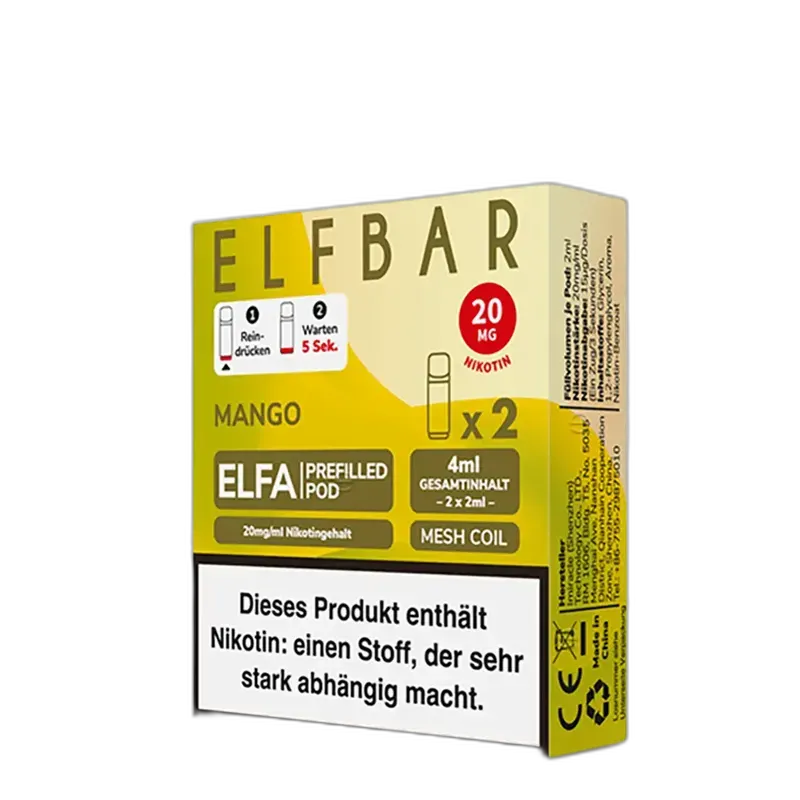 2x Elfbar Elfa Einweg Pod - Mango - 20mg Nikotinsalz 2ml