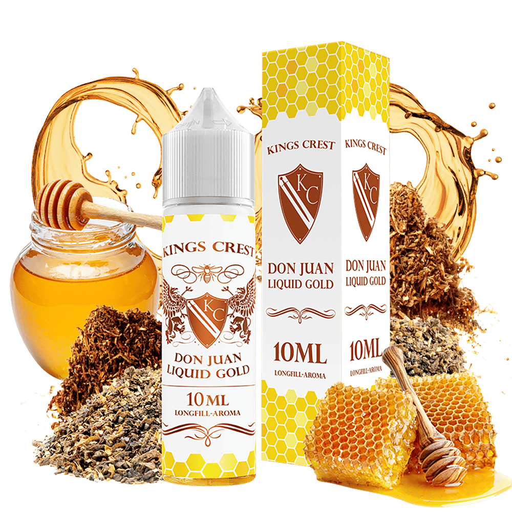 Kings Crest Longfill - Don Juan Liquid Gold - 10ml in 60ml Flasche Kings Crest Longfill - Don Juan Liquid Gold - 10ml in 60ml Flasche