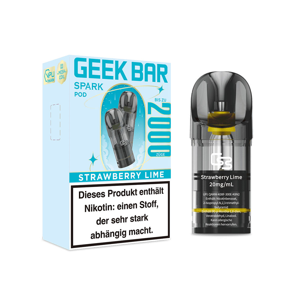 2x Geek Bar Spark Pod - Strawberry Lime - 20mg Nikotinsalz 2ml