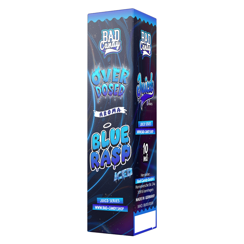 Bad Candy Longfill - Blue Rasp Iced - Overdosed 10ml Aroma in 60 ml Flasche