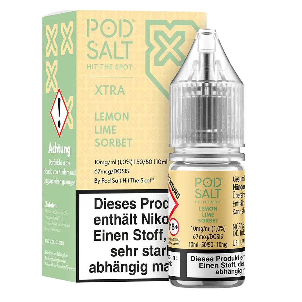 Pod Salt Xtra Nikotinsalz - Lemon Lime Sorbet - Liquid 10mg 10ml