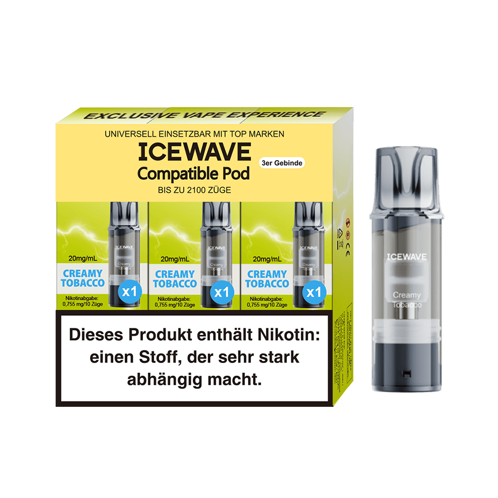 3x Icewave Einweg Pod - Creamy Tobacco - 20mg Nikotinsalz 2ml