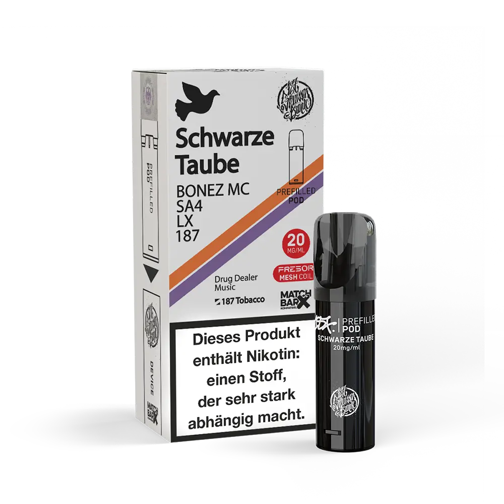 187 Strassenbande Einweg Pod - Schwarze Taube - 20mg Nikotinsalz 2ml