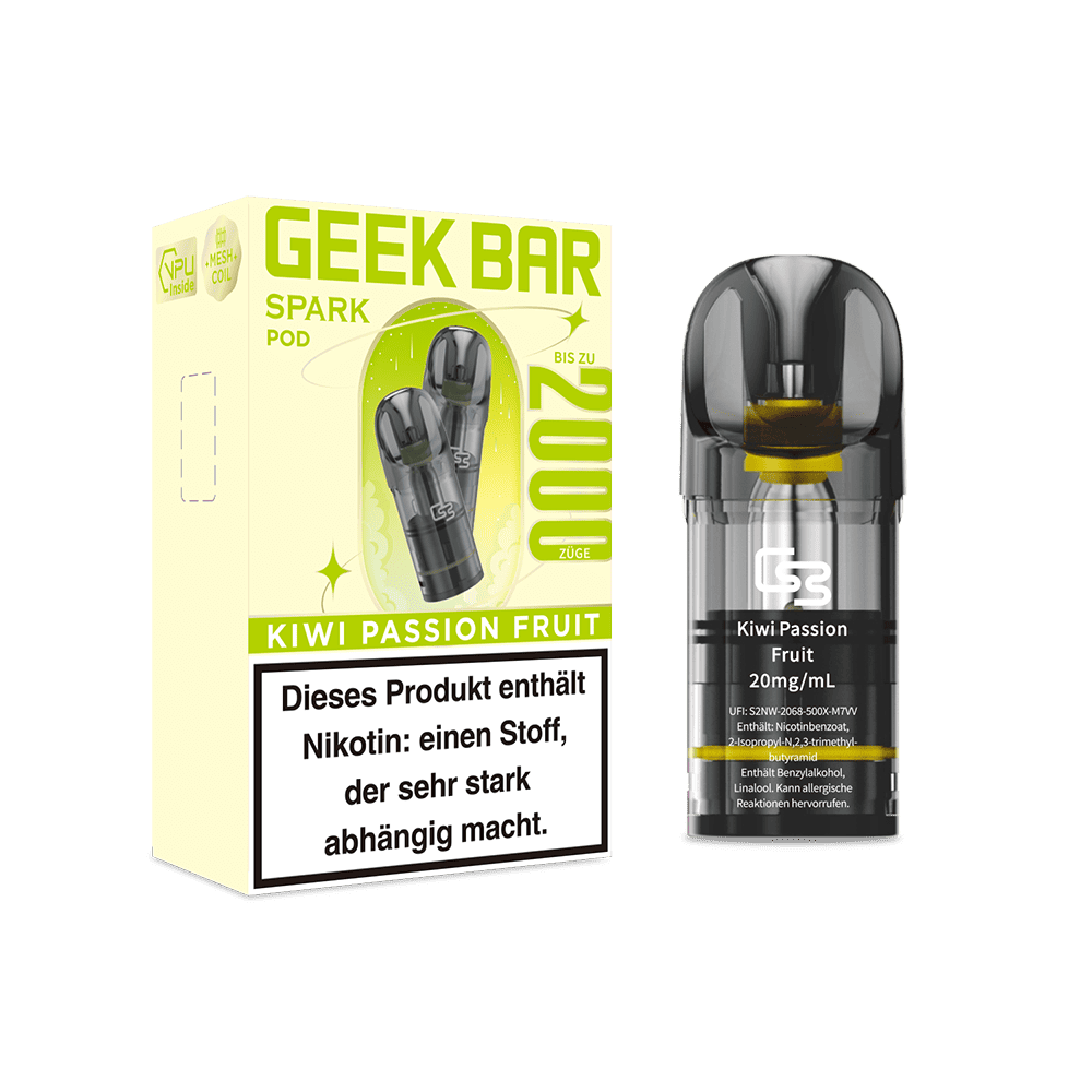 2x Geek Bar Spark Pod - Kiwi Passion Fruit - 20mg Nikotinsalz 2ml