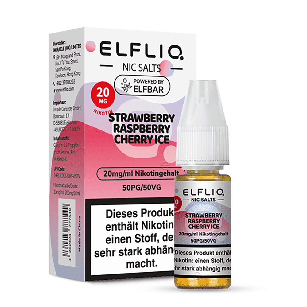 Elfliq by Elfbar Nikotinsalz - Strawberry Raspberry Cherry Ice - Liquid 20mg 10ml
