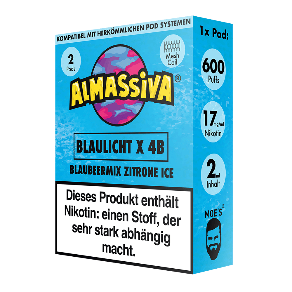 2x Almassiva Einweg Pod - Blaulicht X 4B - 17mg 2ml