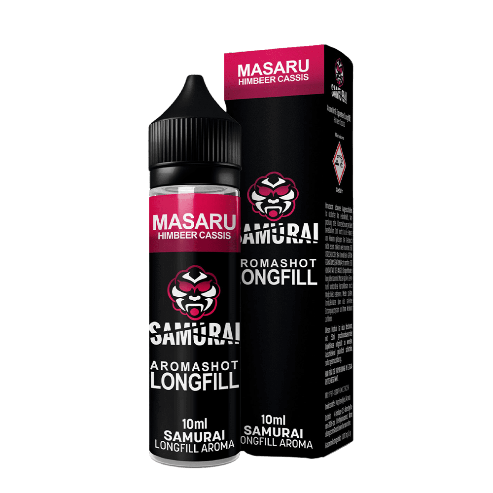 Samurai Longfill - Masaru Himbeer Cassis - 10ml Aroma in 60ml Flasche