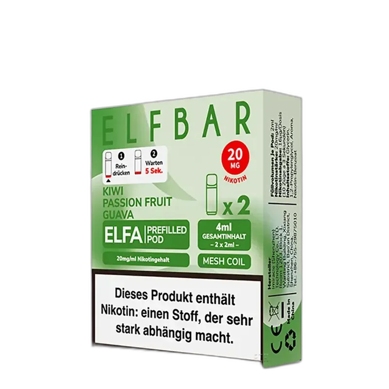 2x Elfbar Elfa Einweg Pod - Kiwi Passionfruit Guava - 20mg Nikotinsalz 2ml