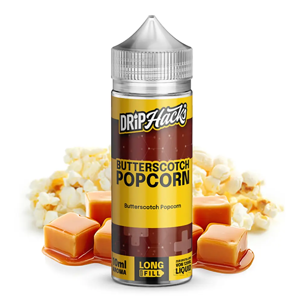 Drip Hacks Longfill - Butterscotch Popcorn - 10ml Aroma in 120ml Flasche